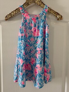 Lilly Pulitzer Girls Floral Halter Sundress in Blue & Pink